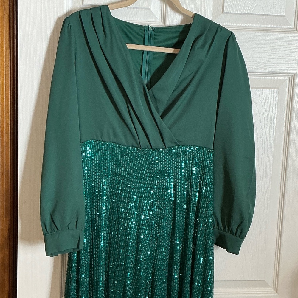 Source Unknown Green Sequin Jumpsuit - image 2